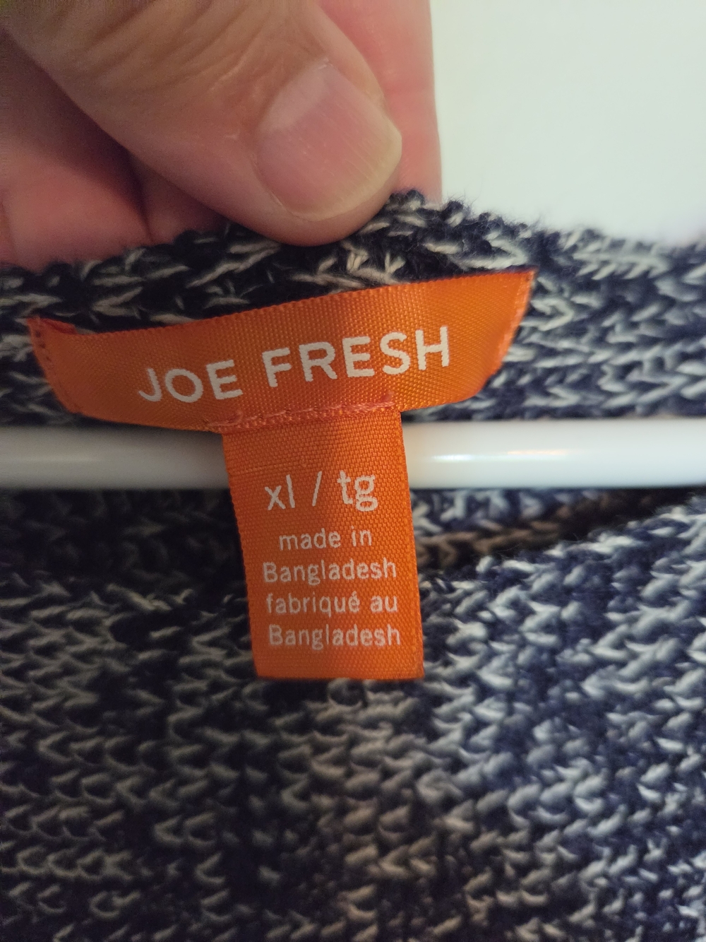 Joe Fresh Navy and White Marled Crewneck Sweater